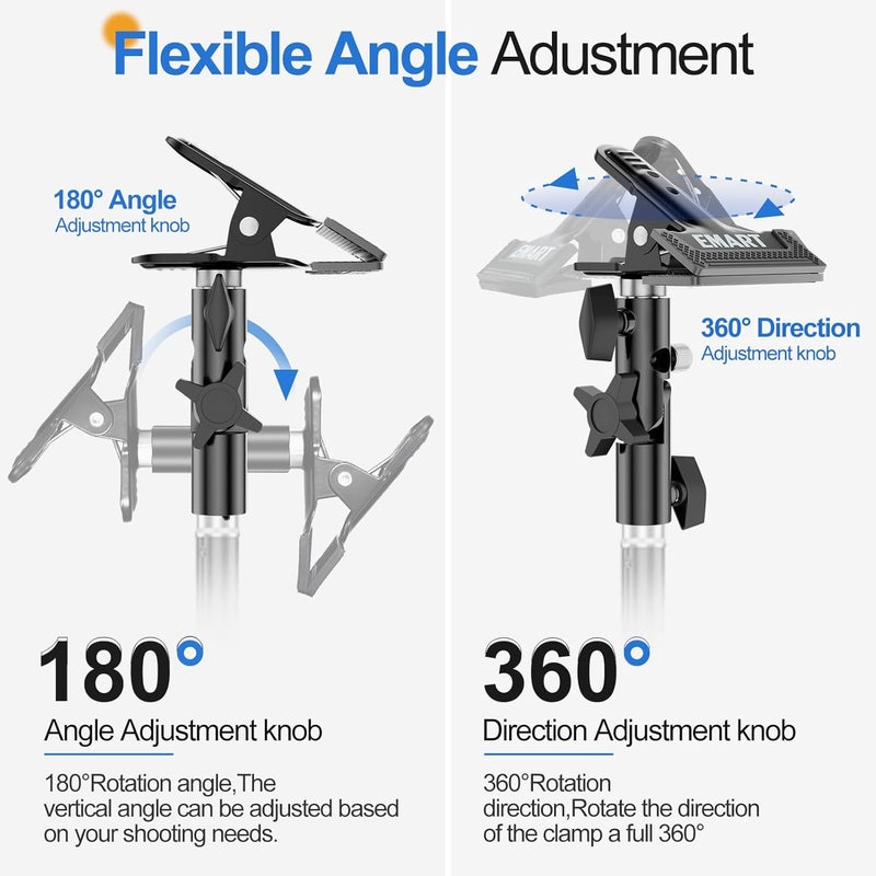 EMART Photography Reflector Holder, Photo Video Studio 5/8" Heavy Duty Metal Clamp Attachment, Light Stand Clip Mount with Umbrella Hole for Backdrop, Diffuser, Lighting - Image 4